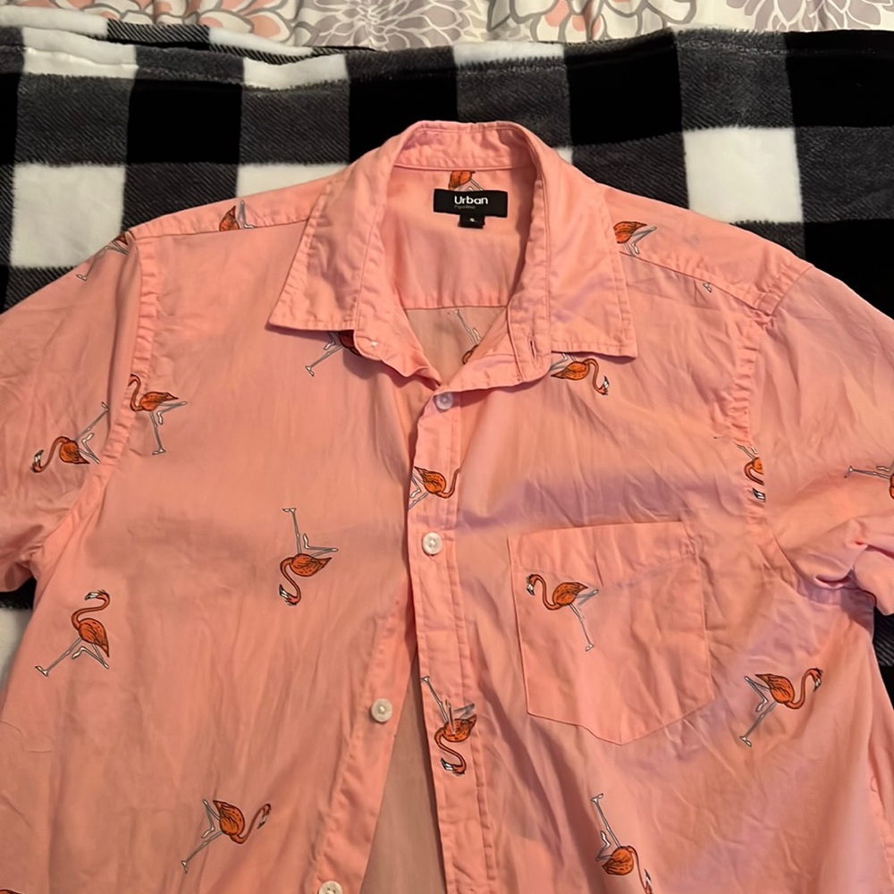 Flamingo short sleeve button up